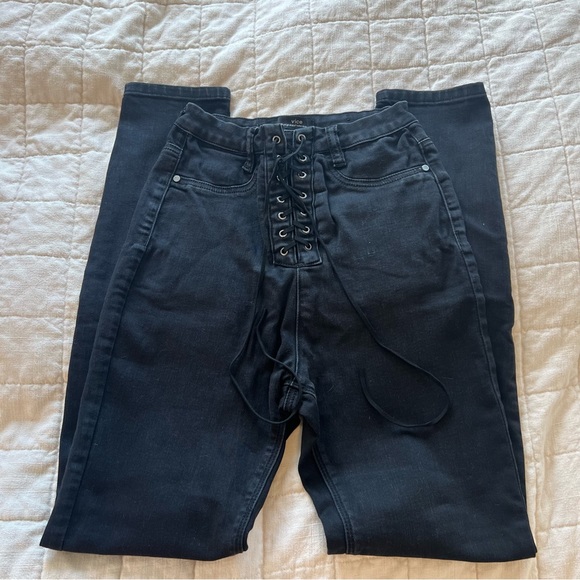 Lace Up Black Jeans - Picture 2 of 5